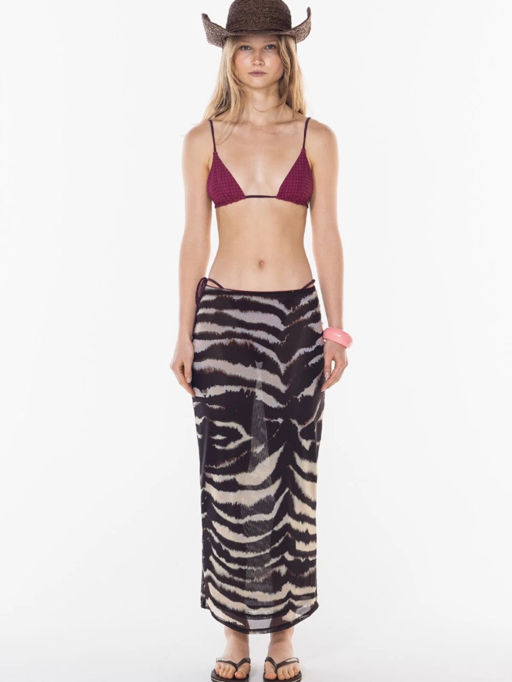 NWT LA-LU SHEER SKIRT LIGNE Zebra Print Sheer Maxi Skirt